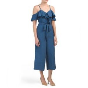 Elegant Off-Shoulder Teal Jumpsuit